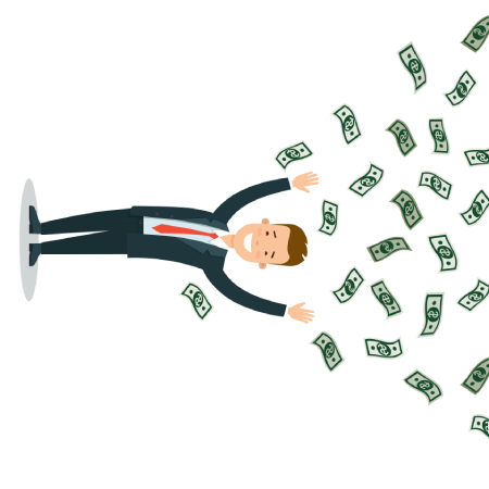 Un hombre feliz de tener dinero